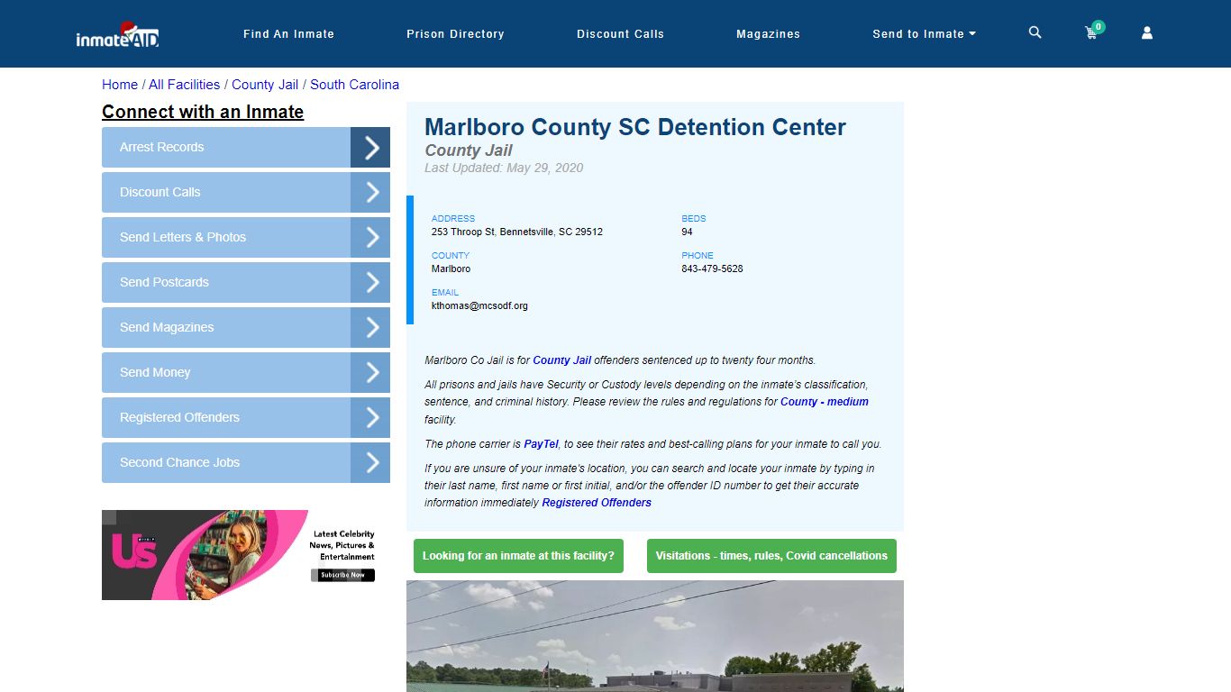 Marlboro County SC Detention Center - Inmate Locator - Bennetsville, SC