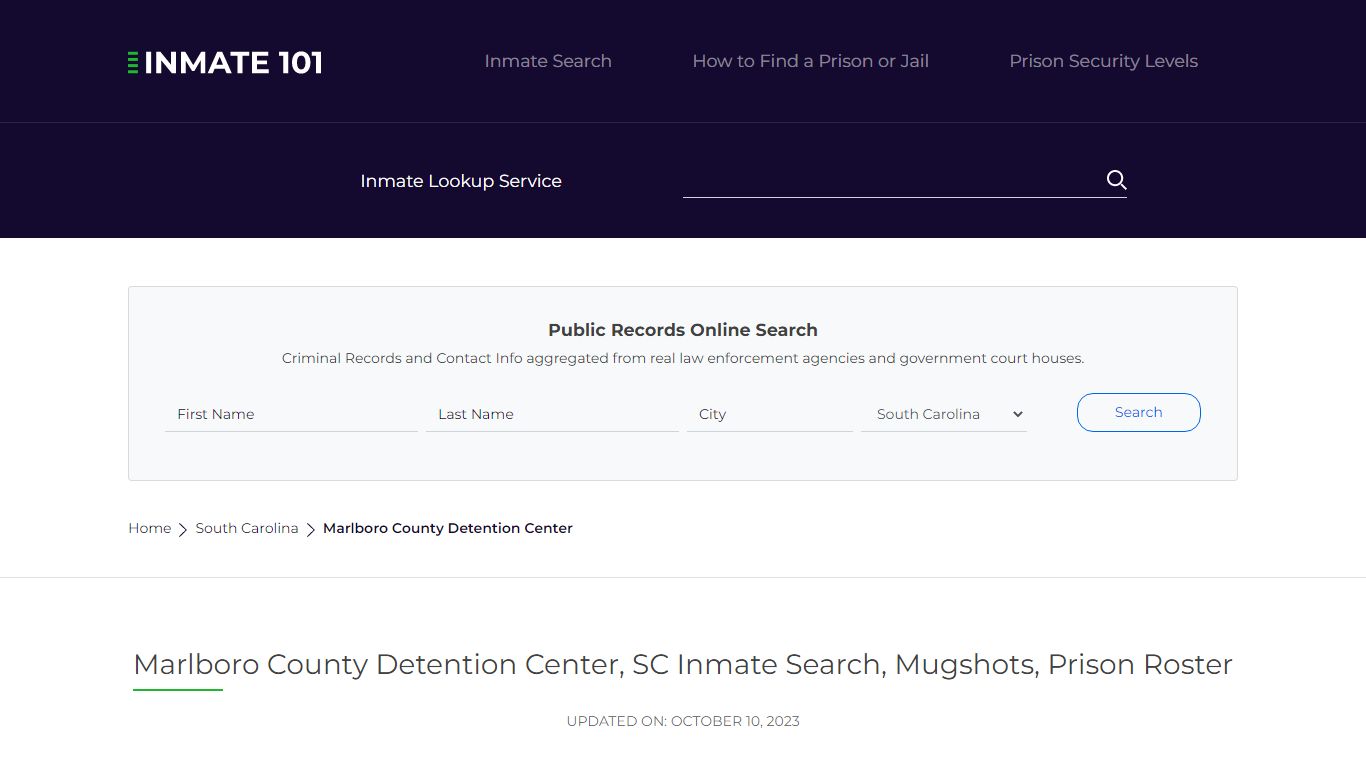 Marlboro County Detention Center, SC Inmate Search, Mugshots, Prison ...